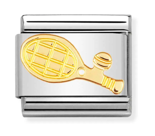 Classic Link Bonded Yellow Gold Tennis Racket Charm