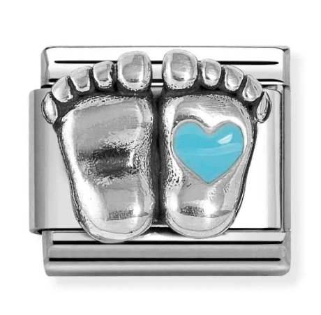 Classic Silver Feet Heart Link