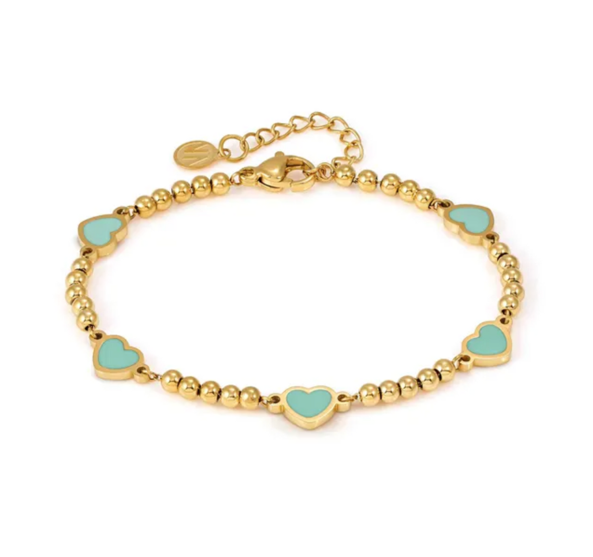 Emosfere 5 Mint Green Heart Bracelet Yellow Gold