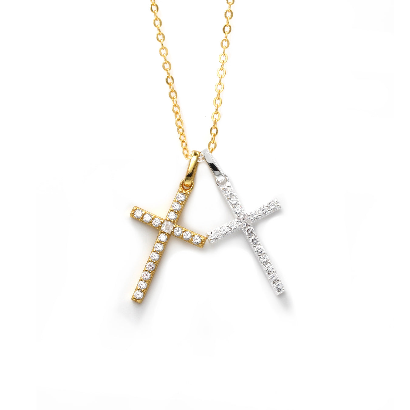 Luxe Double Cross Necklace Sterling Silver | SayItWith