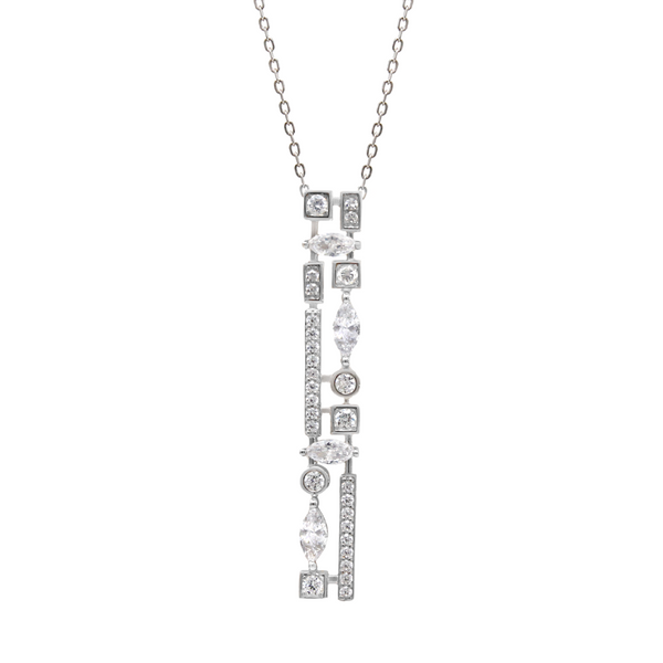Luxe Stone Bar Necklace Sterling Silver | Say It With