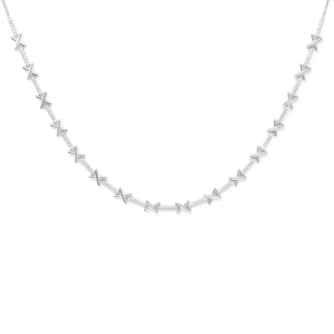 Kiss Silver Tennis Necklace | Say It With