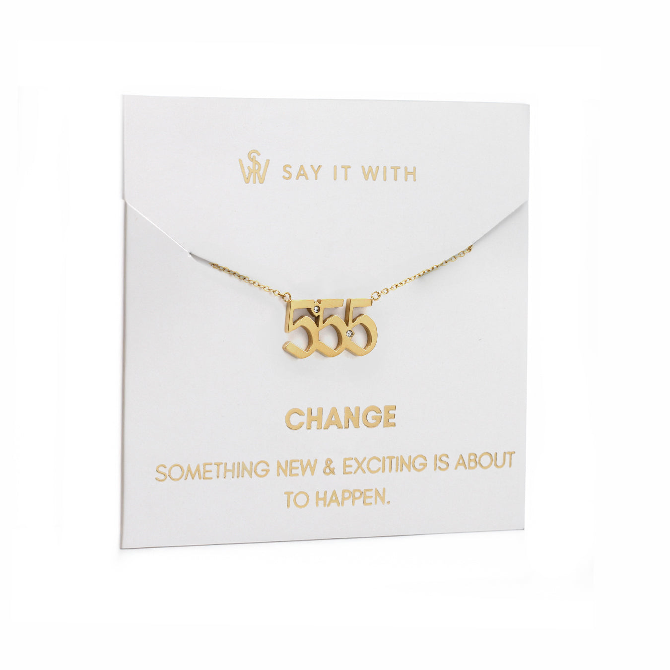 Angel Number Necklace Gold 555 | Say It With