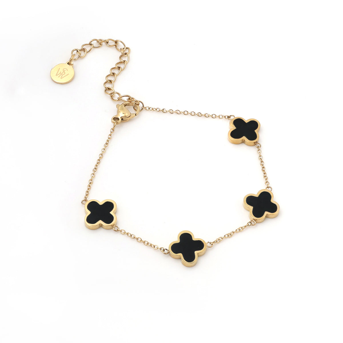 Graphite Crystal Clover Bracelet Yellow Gold | Say It With
