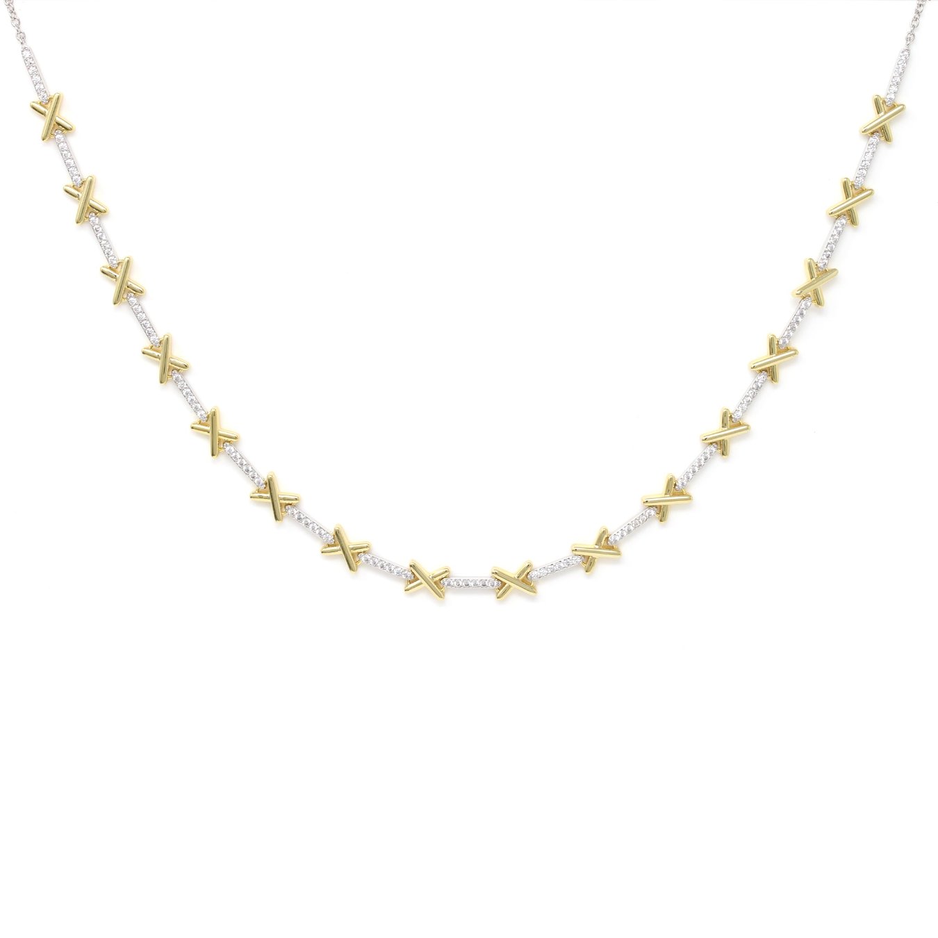 Kiss Tennis Necklace Silver & Gold | Say It With