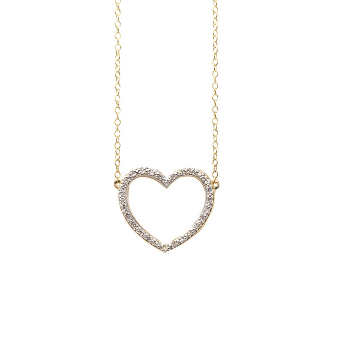0.15ct Diamond Heart Necklace - 9ct Gold