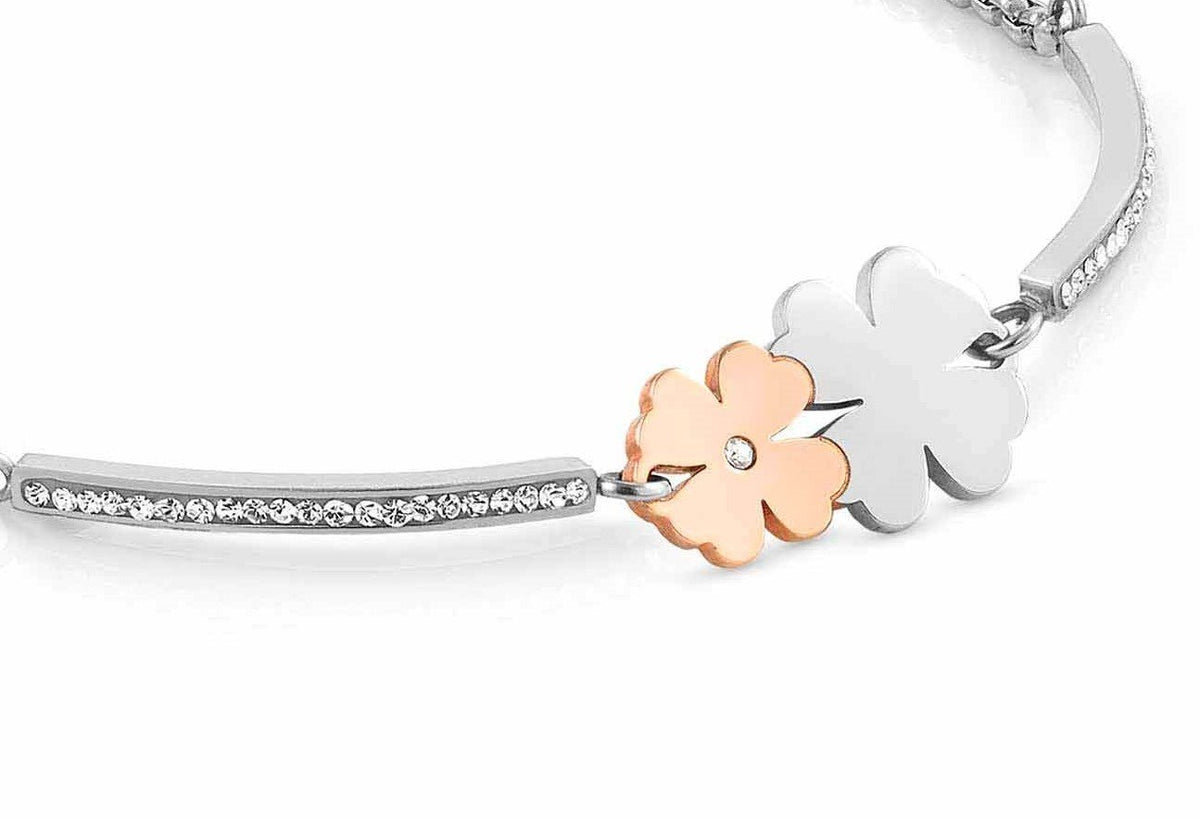 Milleluci Bracelet 2 Four Leaf Clovers Rose Gold