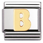 030101/02 Classic LETTER,S/Steel,Bonded Yellow Gold Letter B - SayItWithDiamonds.com