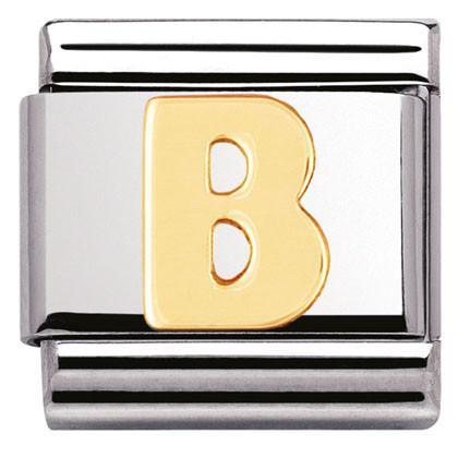 030101/02 Classic LETTER,S/Steel,Bonded Yellow Gold Letter B - SayItWithDiamonds.com