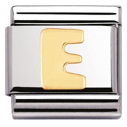 030101/05 Classic LETTER,S/Steel,Bonded Yellow Gold Letter E