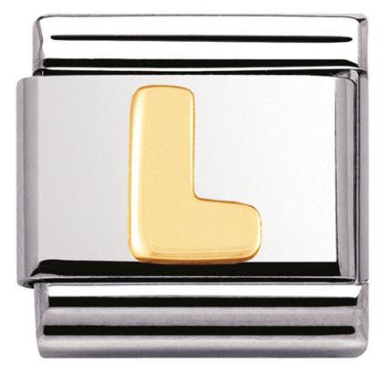 030101/12 Classic LETTER,S/Steel,Bonded Yellow Gold Letter L