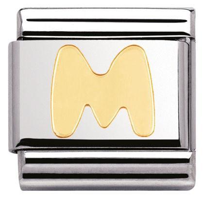 030101/13 Classic LETTER,S/Steel,Bonded Yellow Gold Letter M - SayItWithDiamonds.com