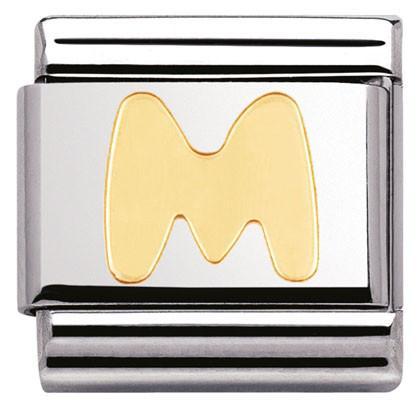 030101/13 Classic LETTER,S/Steel,Bonded Yellow Gold Letter M