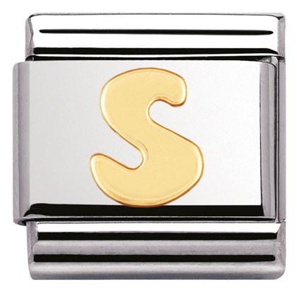 030101/19 Classic LETTER.S/steel,Bonded Yellow Gold Letter S - SayItWithDiamonds.com
