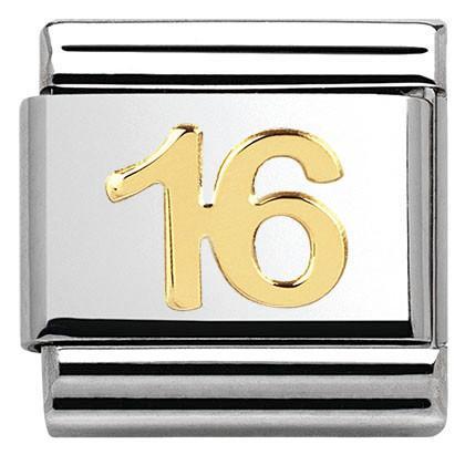 030109/35 Classic Number 16 S/steel,bonded yellow gold