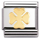 030115/06 Classic,S/steel,bonded yellow gold Four-leaf clover - SayItWithDiamonds.com