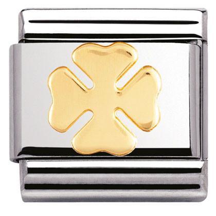 030115/06 Classic,S/steel,bonded yellow gold Four-leaf clover - SayItWithDiamonds.com