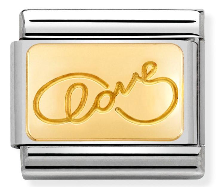 030121/21 Classic ENGRAVED SIGNS,S/steel,bonded yellow gold Infinite love plate