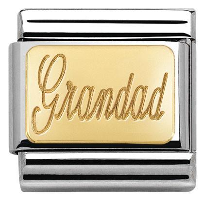 030121/28 Classic ENGRAVED SIGNS,S/steel,bonded yellow gold Grandad - SayItWithDiamonds.com
