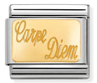 030121/30 Classic Plate,S/steel bonded yellow Gold Carpe Diem - SayItWithDiamonds.com