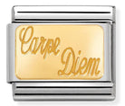 030121/30 Classic Plate,S/steel bonded yellow Gold Carpe Diem