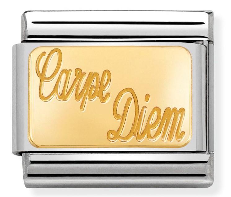 030121/30 Classic Plate,S/steel bonded yellow Gold Carpe Diem - SayItWithDiamonds.com