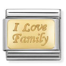 030121/33 Classic bonded yellow Gold Engraved Sign I Love Family - SayItWithDiamonds.com