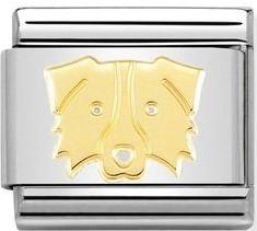 030162/59 Classic SYMBOLS,steel & bonded yellow gold Dog