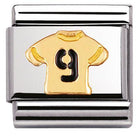 030204/11 Classic SPORT NO 9 SHIRT,with enamel, bonded yellow gold - SayItWithDiamonds.com