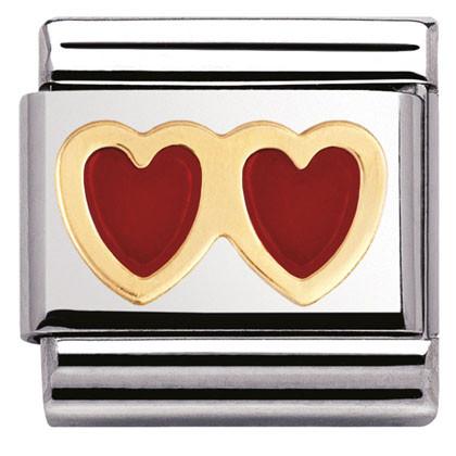 030207/02 Classic Love.S/steel,enamel,bonded yellow gold red Hearts - SayItWithDiamonds.com