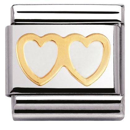 030207/08 Classic Love.S/steel,enamel,bonded yellow gold, white Hearts