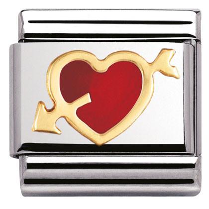 030207/12 Classic Love.S/steel,enamel,bonded yellow gold Red Heart & Arrow - SayItWithDiamonds.com