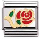 030214/01 Classic,S/steel,enamel,bonded yellow gold RED Rose - SayItWithDiamonds.com