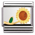 030214/26 Classic,S/steel,enamel,bonded yellow gold Sunflower with stem - SayItWithDiamonds.com