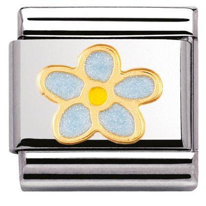 030214/44 Classic S/Steel,enamel,bonded yellow gold Forget-me-nots - SayItWithDiamonds.com