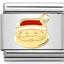 030225/24 Classic CHRISTMAS,S/Steel,enamel,bonded yellow gold,Face of Santa Claus - SayItWithDiamonds.com
