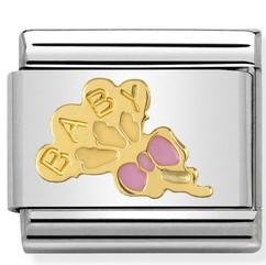 030242/41 Classic bonded yellow Gold & Enamel Baby Pink Balloons