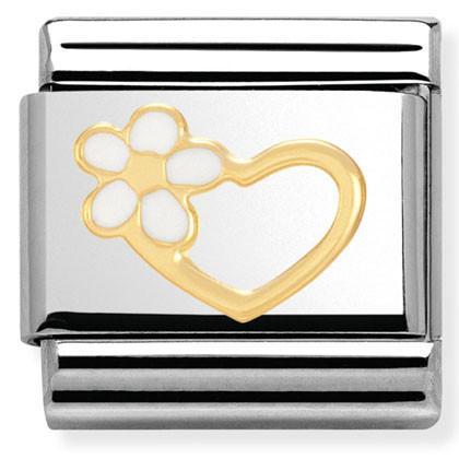 030253/40 Classic s/steel,enamel, bonded yellow gold heart with flower - SayItWithDiamonds.com