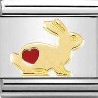 030272/46 Classic SYMBOLS steel,enamel yellow gold Rabbit with heart - SayItWithDiamonds.com