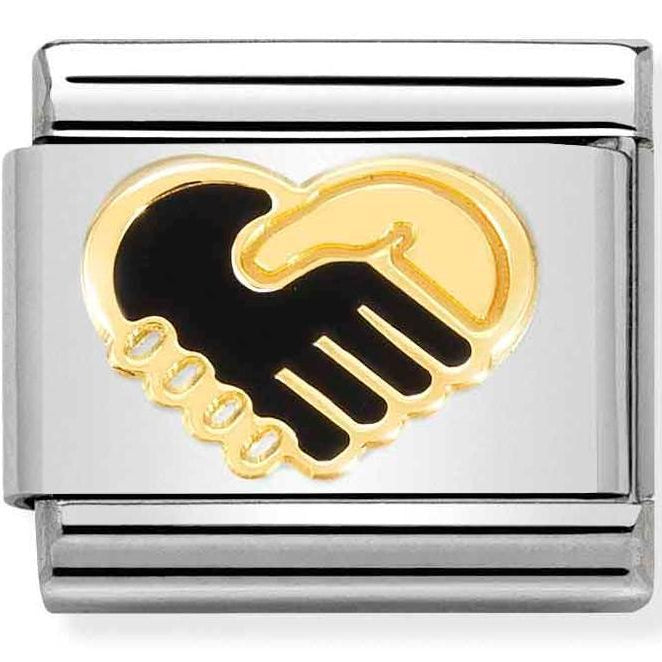 030272/57 Classic steel,enamel, yellow gold,Heart Handshake - SayItWithDiamonds.com