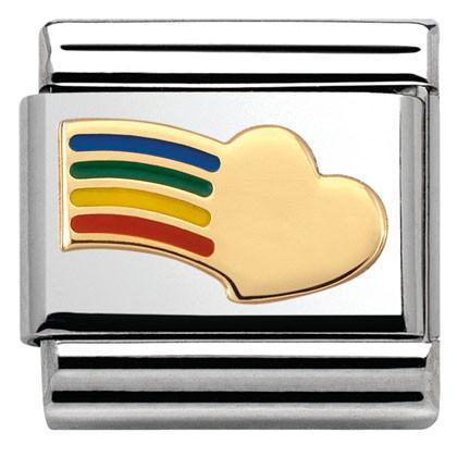 030283/12 Classic LOVE 2 stainless steel? enamel and yellow gold Rainbow heart - SayItWithDiamonds.com