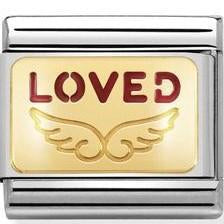 030284/34 Classic PLATES steel , enamel, yellow gold ANGEL WHO MAKES YOU FEEL LOVED - SayItWithDiamonds.com