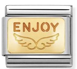 030284/37 Classic PLATES steel , enamel, yellow gold ENJOY LIFE ANGEL