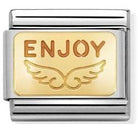 030284/37 Classic PLATES steel , enamel, yellow gold ENJOY LIFE ANGEL - SayItWithDiamonds.com