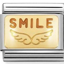 030284/38 Classic PLATES steel , enamel, yellow gold smile Angel of Happiness - SayItWithDiamonds.com