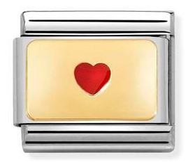 030284/50 Classic PLATES steel,enamel, yellow gold,Small heart - SayItWithDiamonds.com