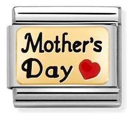 030284/54 Classic PLATES steel,enamel yellow gold,Mothers Day Heart