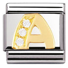 030301/01 Classic LETTERS,S/Steel,Bonded Yellow Gold,CZ,A