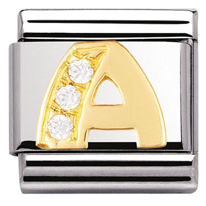 030301/01 Classic LETTERS,S/Steel,Bonded Yellow Gold,CZ,A