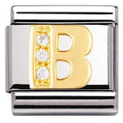 030301/02 Classic LETTERS,S/Steel,Bonded Yellow Gold,CZ. B - SayItWithDiamonds.com